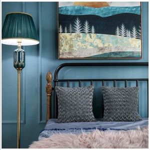 Set of 2 Soft Plush Dark Gray Throw Pillow Covers